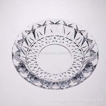 Glass Ashtray, 200mm Top Diameter with Round-shaped in Flower Design